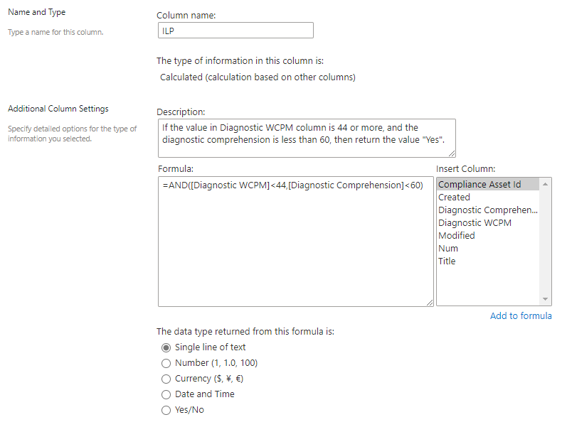 Trying to calculate a column value based on two other columns... says ...