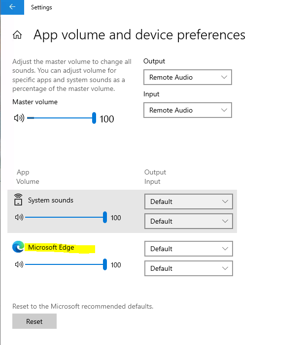 microsoft edge sound problem