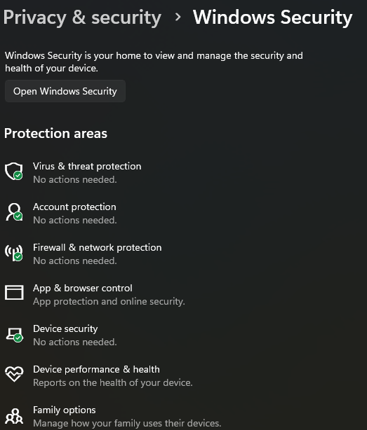 ไม่สามารถเปิดหน้า Windows security ได้ - คำถามคำตอบของ Microsoft