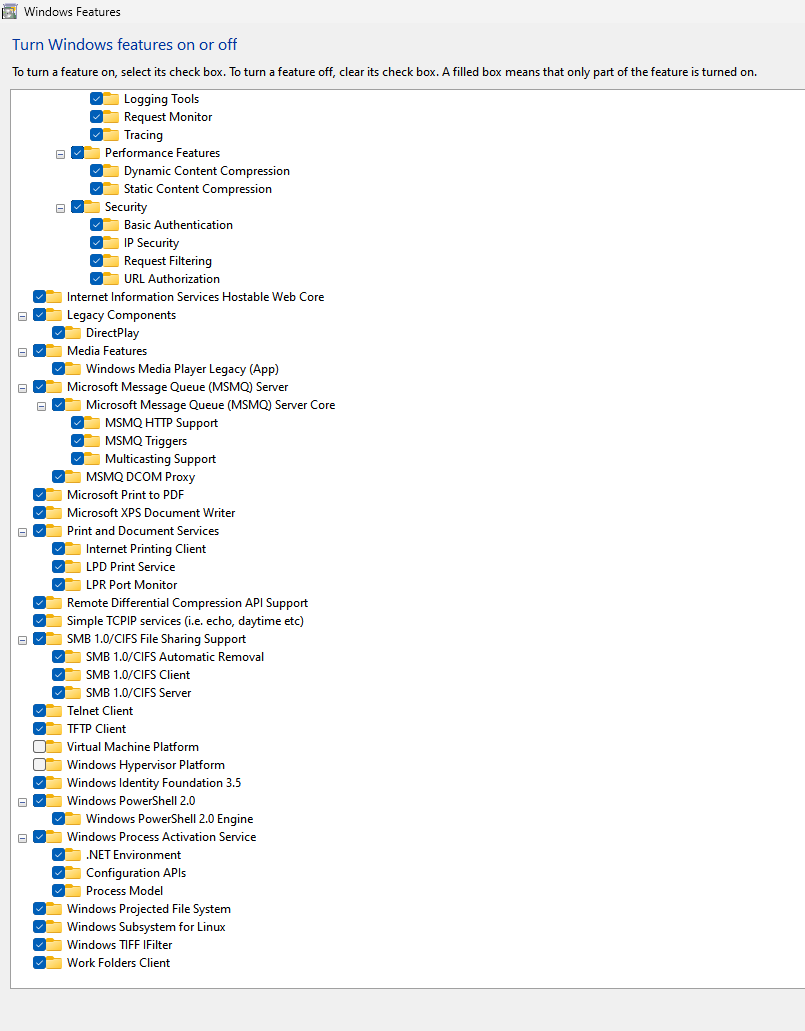 I accidentally enable all Windows Features and i want to set it back to ...