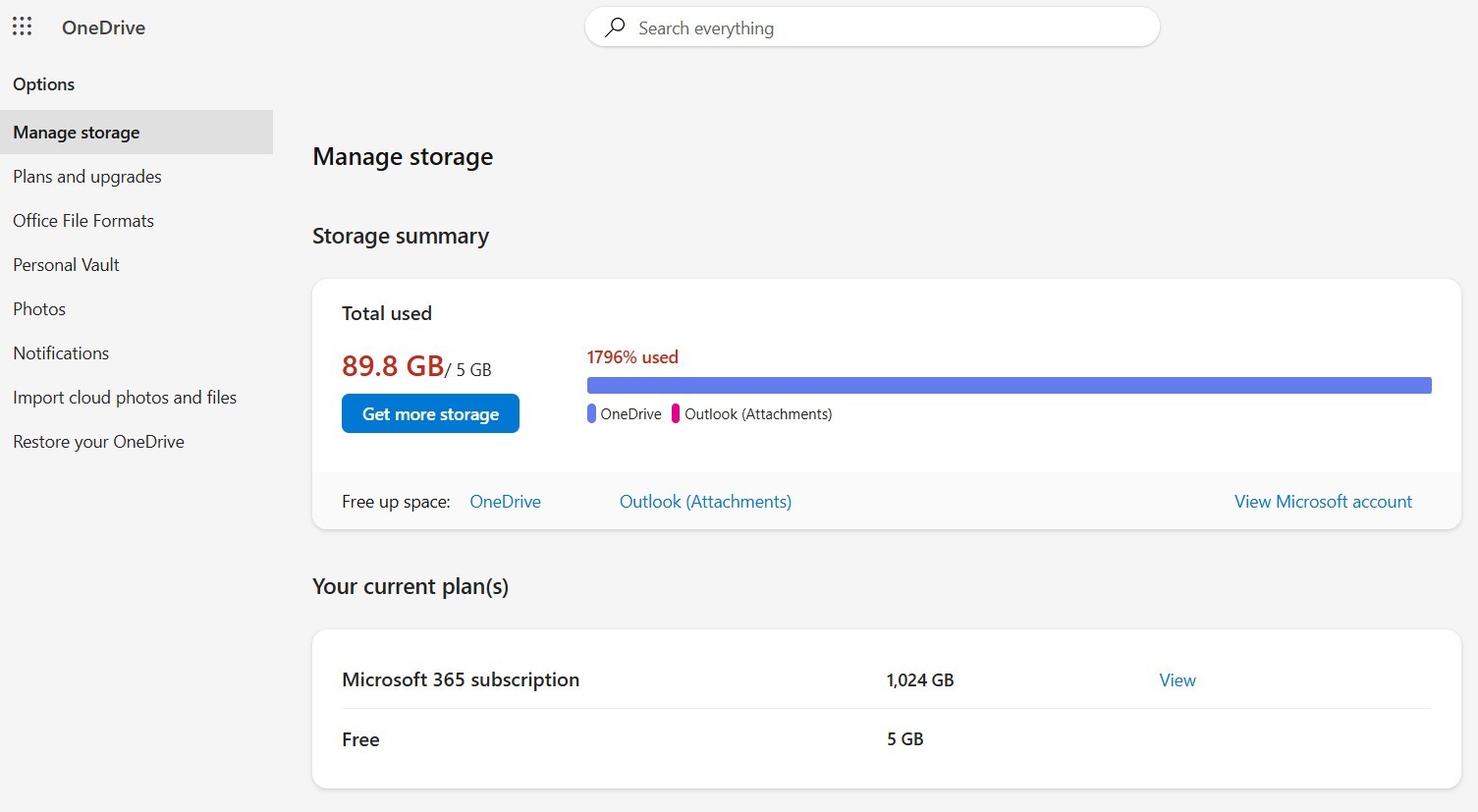 Onedrive - Incorrect Storage availble - Microsoft Q&A