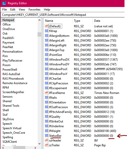 notepad status bar won't open - Microsoft Q&A