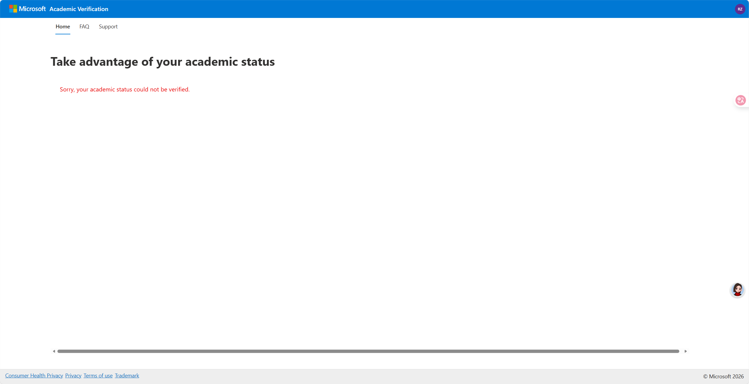 Error when verifying Microsoft Azure student status - Microsoft Q&A