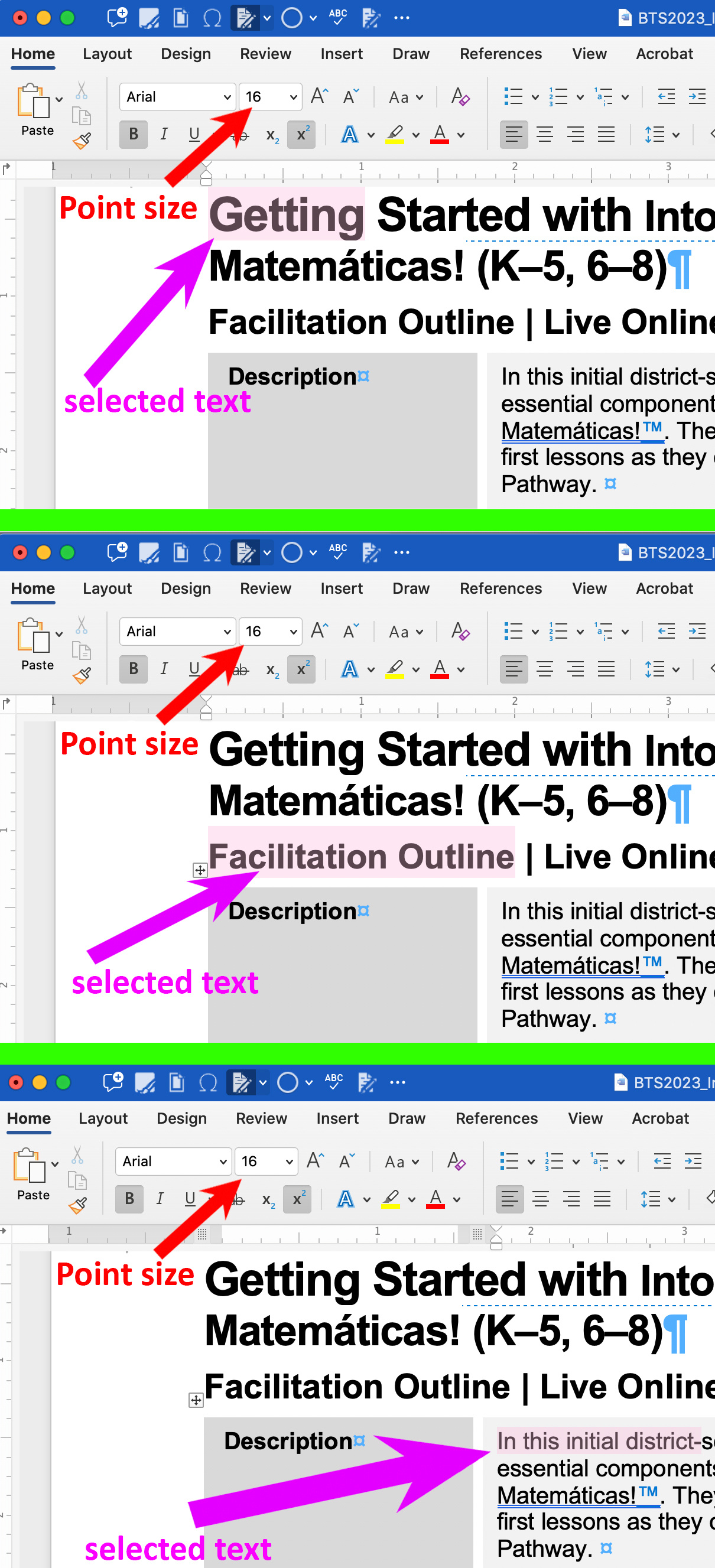 Why are my fonts now showing the wrong point size while the words are ...