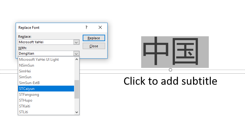 PowerPoint: Replace Font 