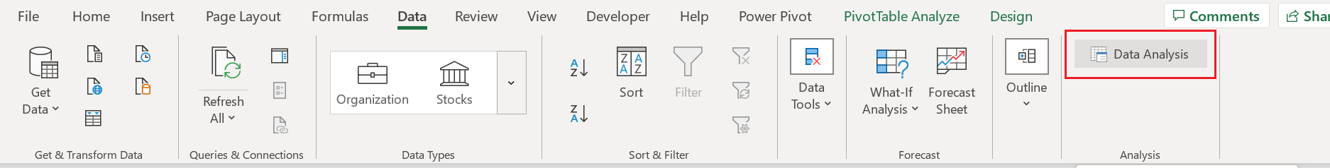 Analysis & Analysis Design missing from excel ribbon. - Microsoft Q&A