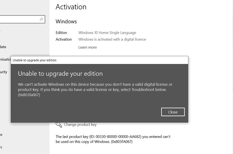 Upgrade to Windows 10 Professional, Microsoft License