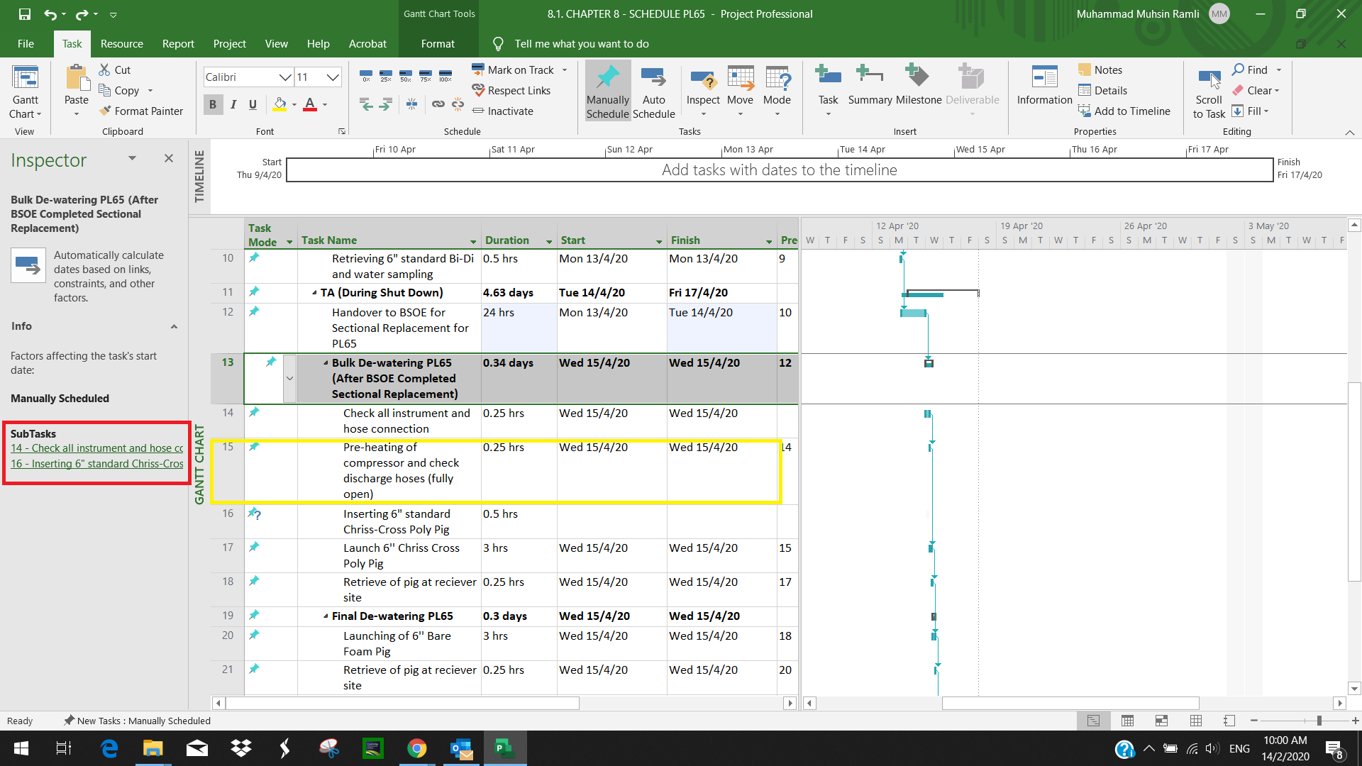 Adding SubTasks so that it will calculate duration correctly ...