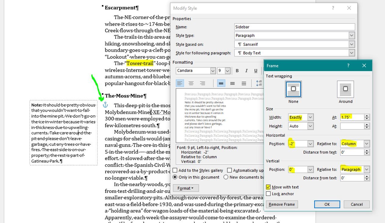 Frame set as style moves to new paragraphs or lines - Microsoft Q&A