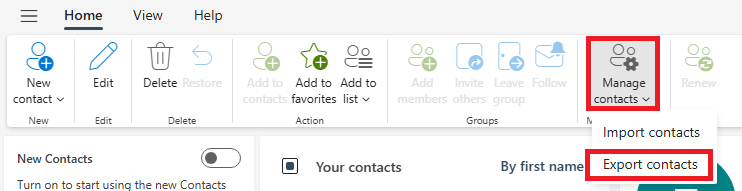 In the new Outlook, 2 questions: 1) How do I print a contact list? and ...