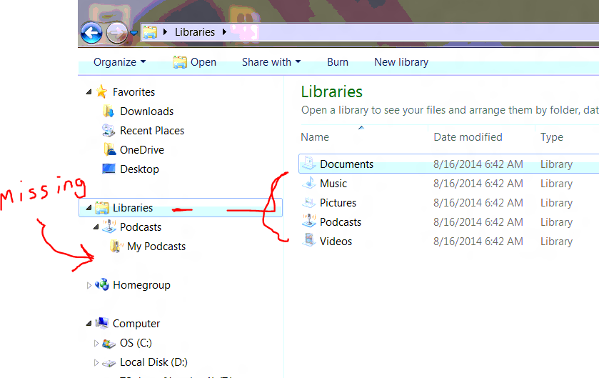 Libraries MISSING from left side of screen. - Microsoft Q&A