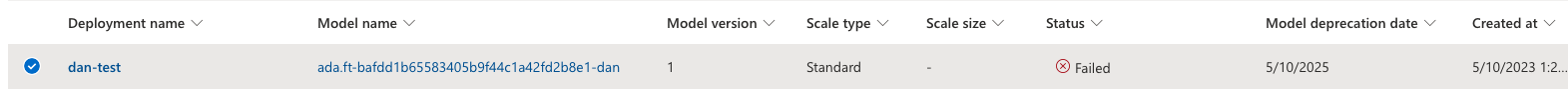Deployment of Fine Tuned Model Failed - Microsoft Q&A