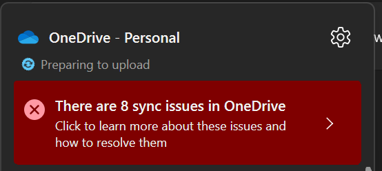 OneDrive app cannot sync new files even though there are plenty of free ...