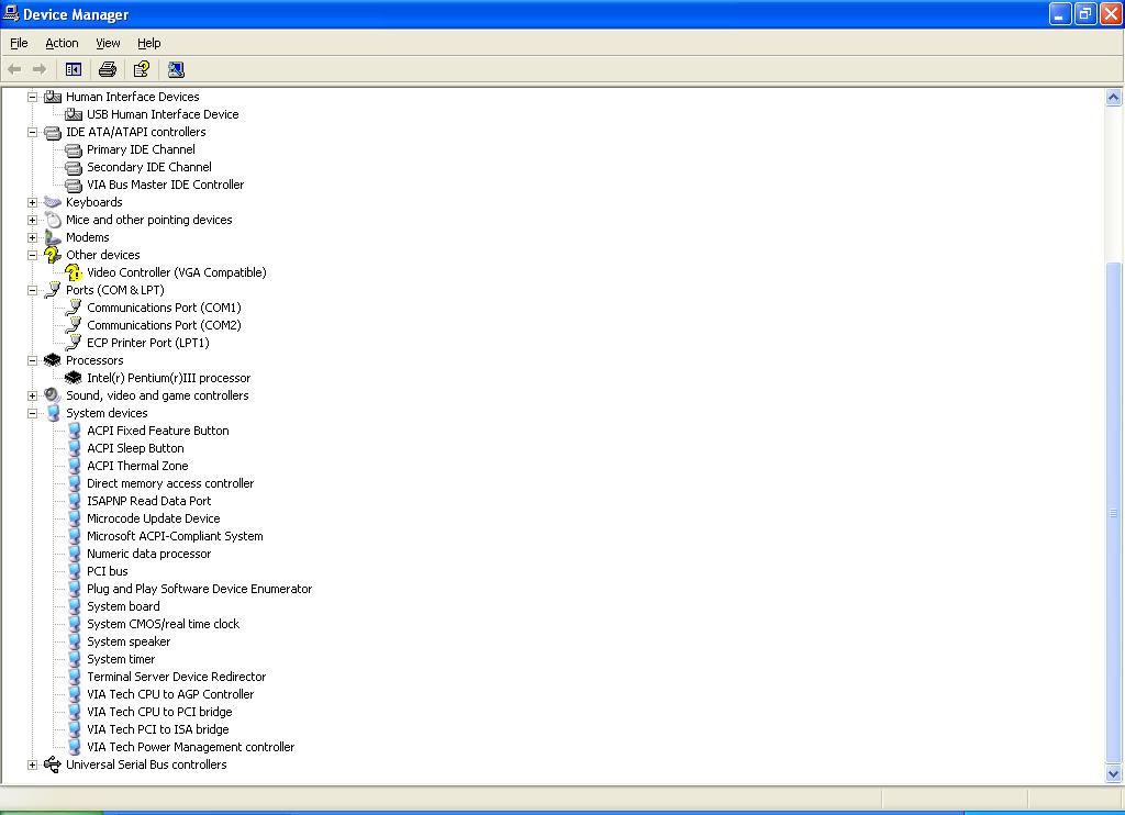 VGA is missed on Windows XP professional SP1 on a Desktop Computer ...