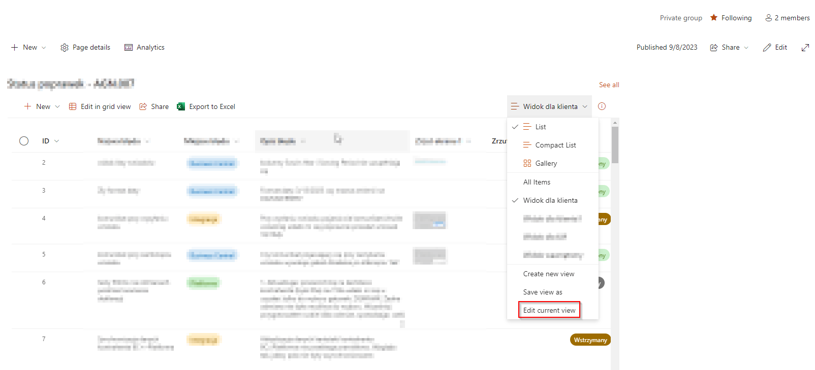 Sharepoint lists - editing view error - Microsoft Q&A