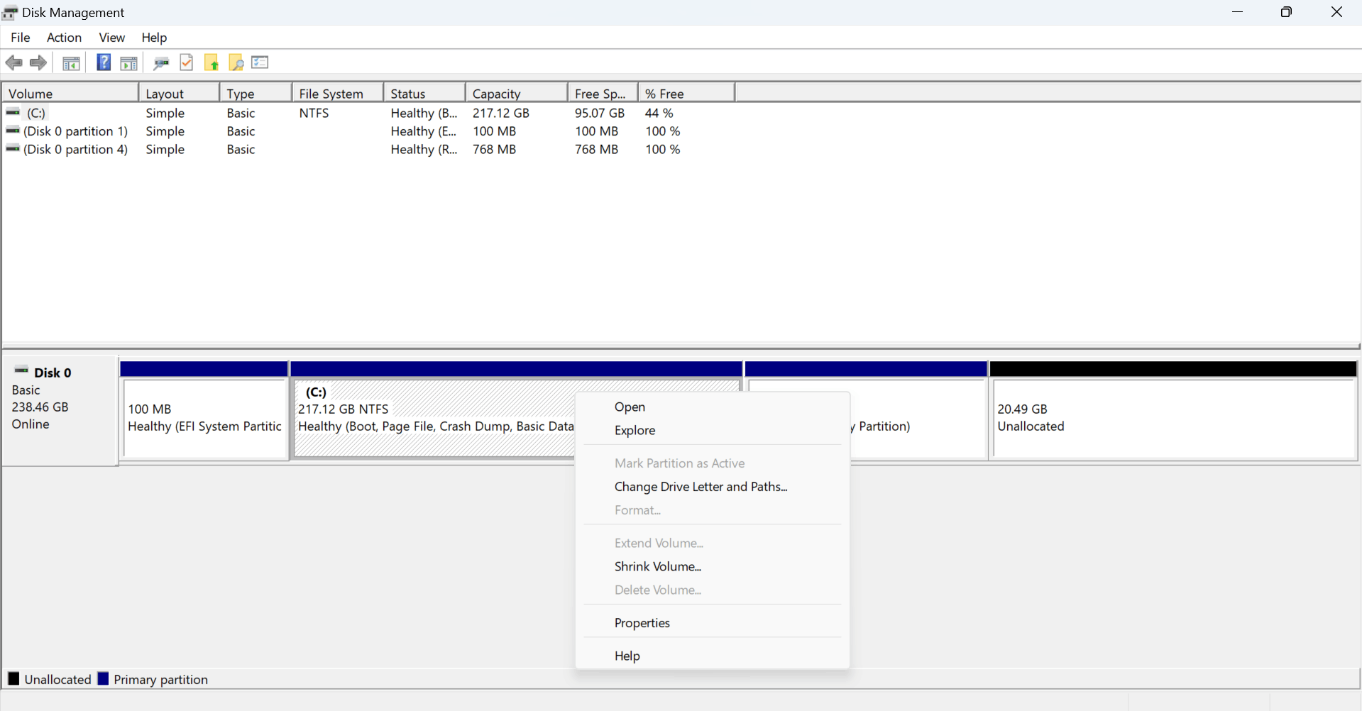 Can't extend C: Drive, extend option greyed out. - Microsoft Q&A