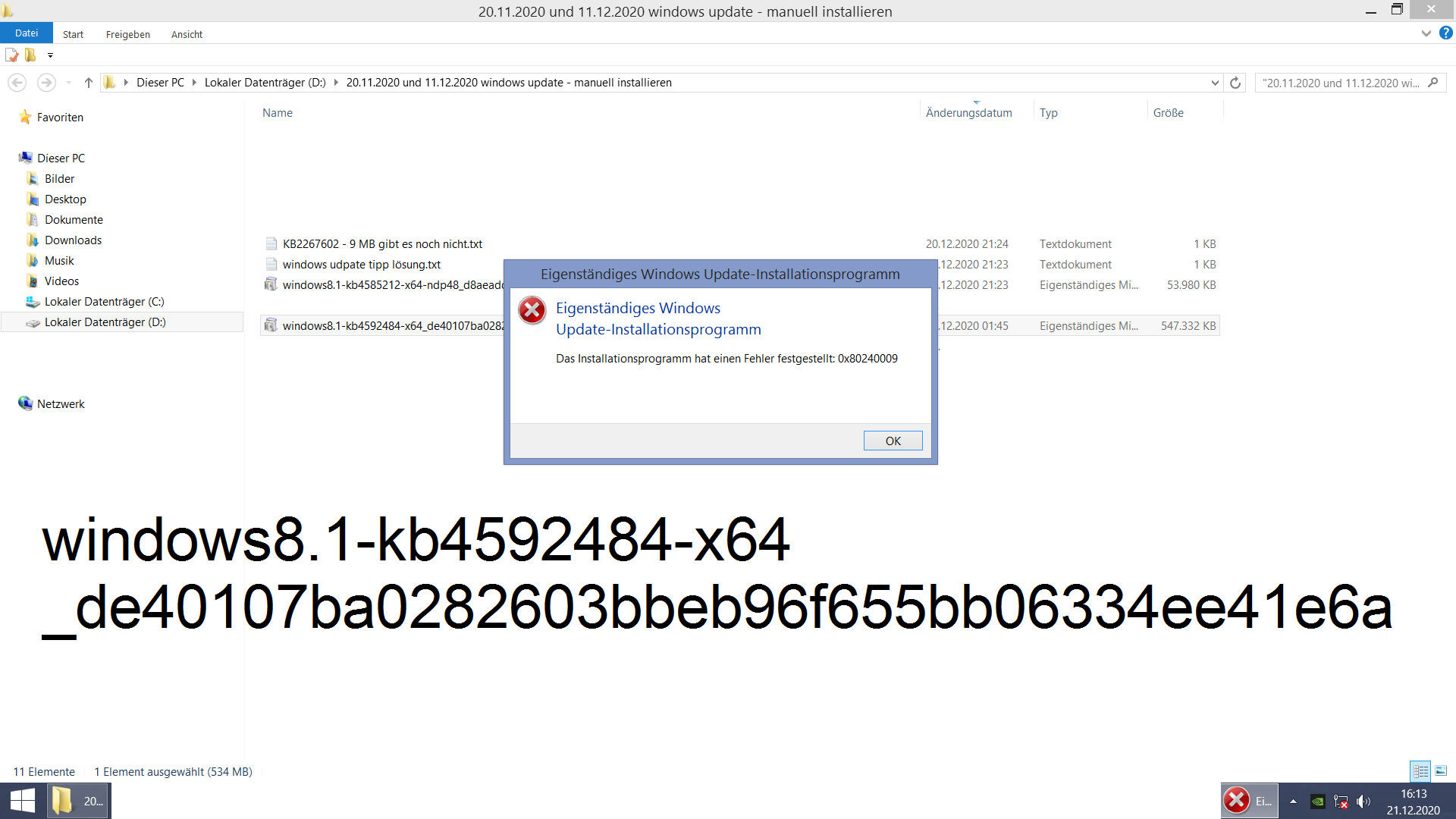 Windows 8.1 Pro 64-bit Windows Update error 0x80240009