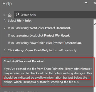 Fazer check-out ou fazer check-in de arquivos em uma biblioteca de  documentos - Suporte da Microsoft