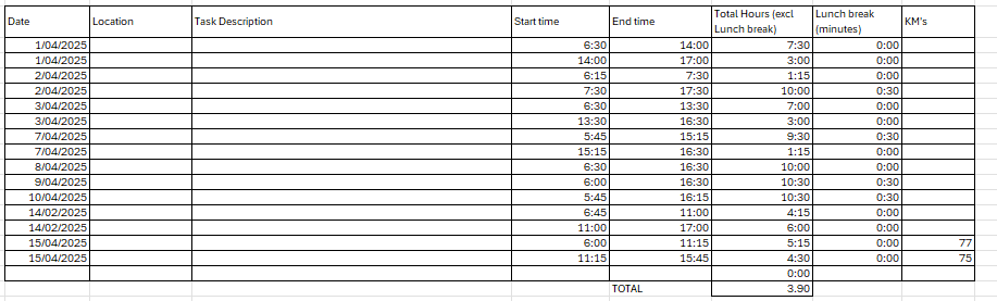 Timesheet in excel - Microsoft Q&A