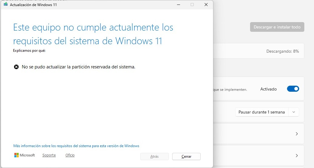 Win 11 Version 24H2 Update is getting an error when its at 8% ...