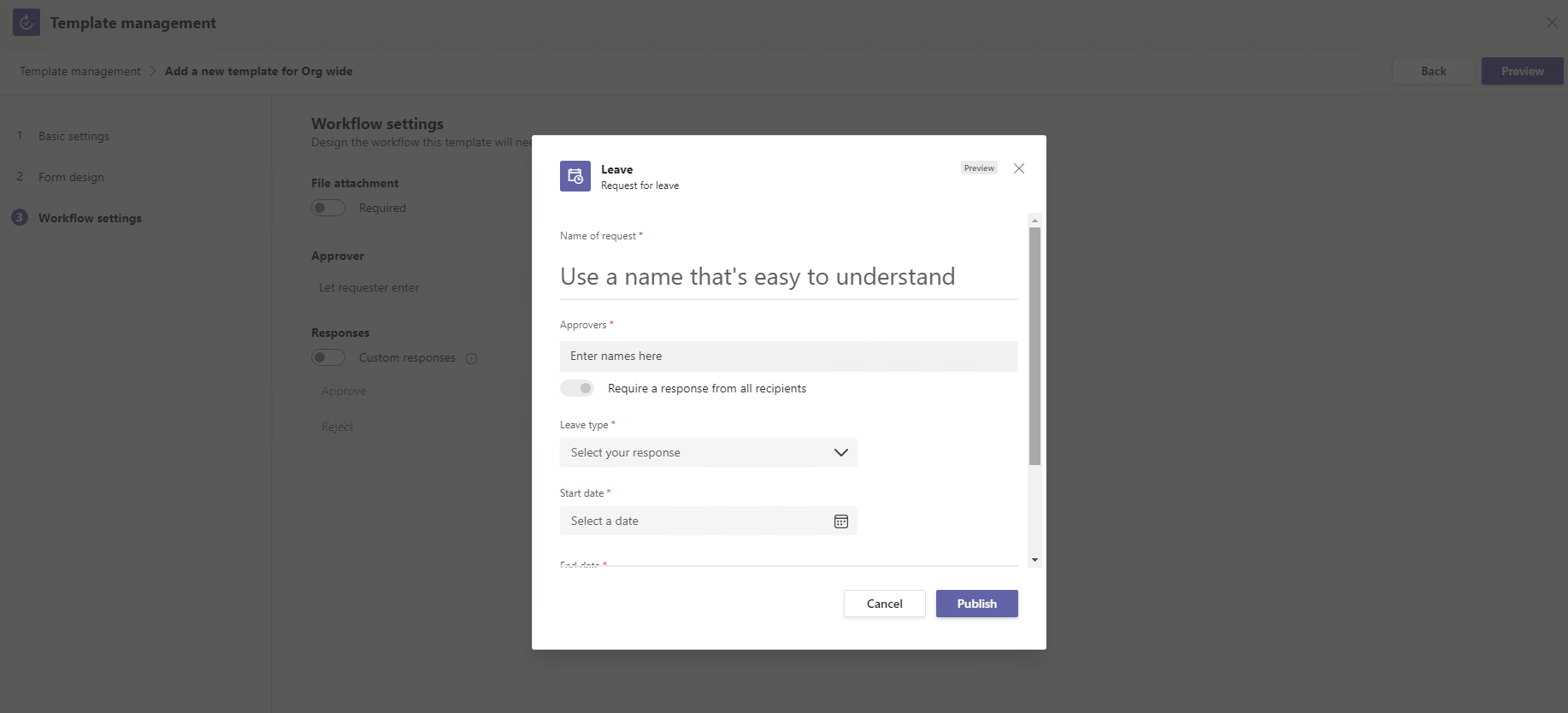Unable to create org wide template in Approval - Microsoft Q&A