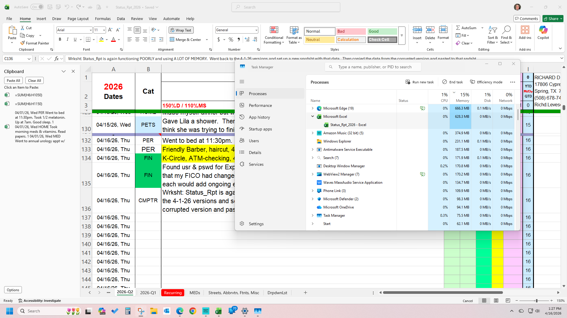 Is there a function that will explain why Excel is using enormous ...