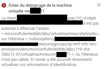 My client cannot start stop or restart his VM in a DevTestLab