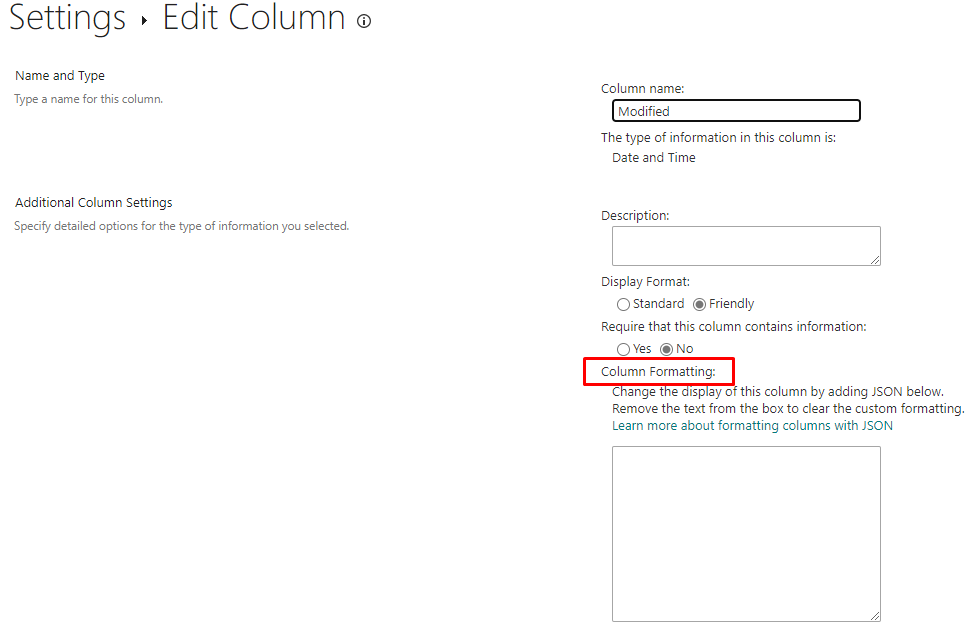 Does column formatting work for microsoft365 sharepoint - Microsoft Q&A