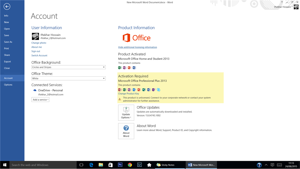 Microsoft Office 2013 activation issue in Windows 10 (MS