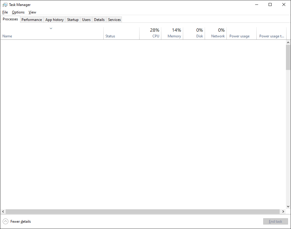 Remote Desktop Services cause task manager process tab completely blank ...