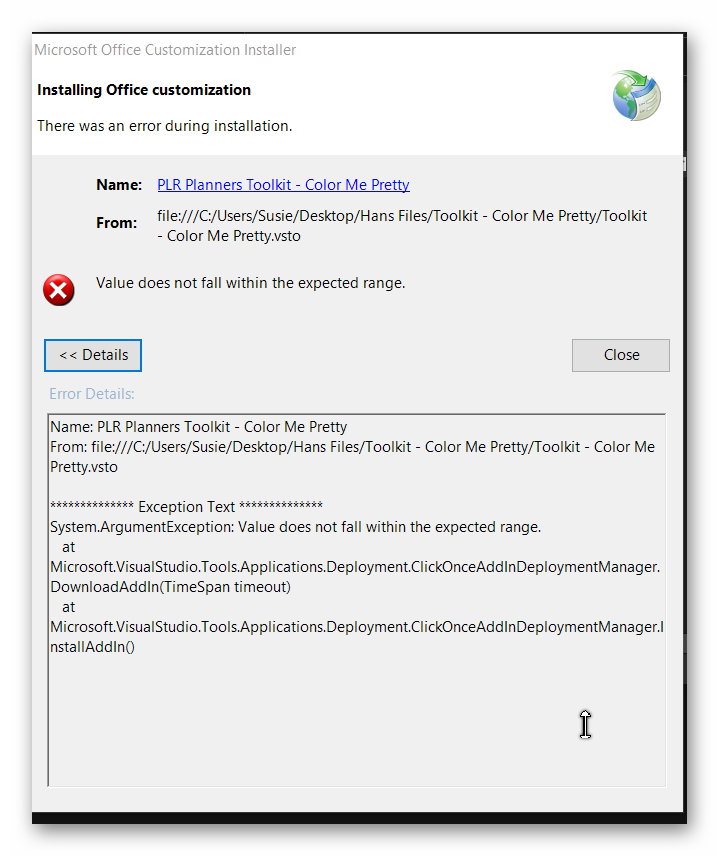 Cannot install PowerPoint Add-in that I purchased - comes up with error ...