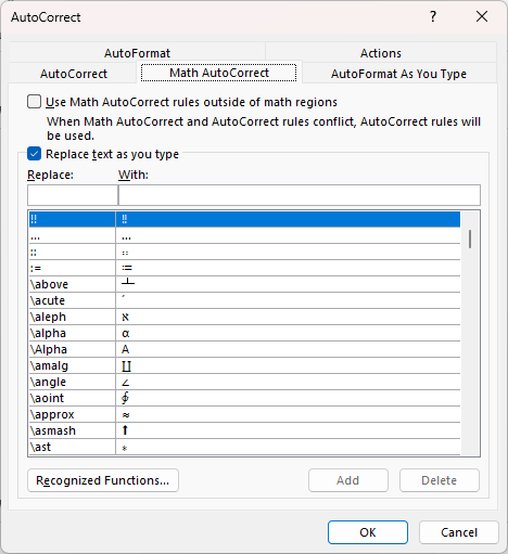 How do I move my personal Math Markup dictionary to new Windows ...