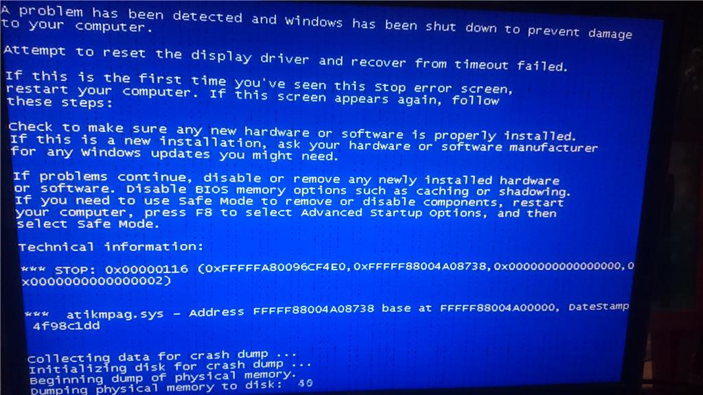 Blue Screen of Death on startup when GPU is enabled in Device Manager ...