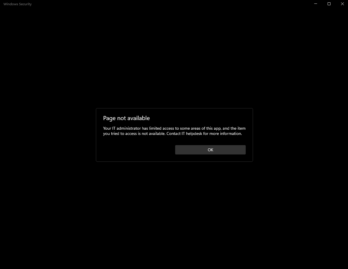 Windows Security wont open (See picture) - Microsoft Q&A