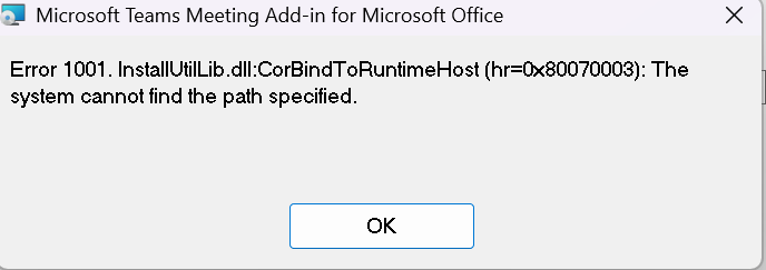 microsoft teams meeting add in for outlook not working