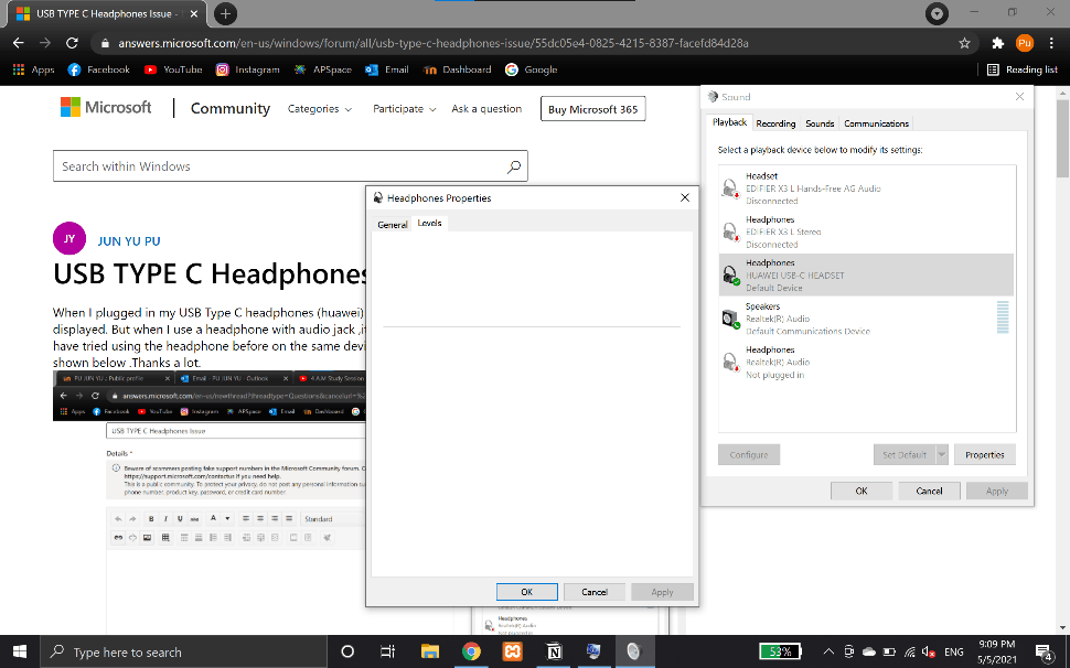 USB TYPE C Headphones Issue - Microsoft Q&A