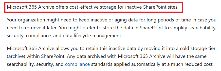 Can Office365 archive test perform on SharePoint sites to free-up space ...