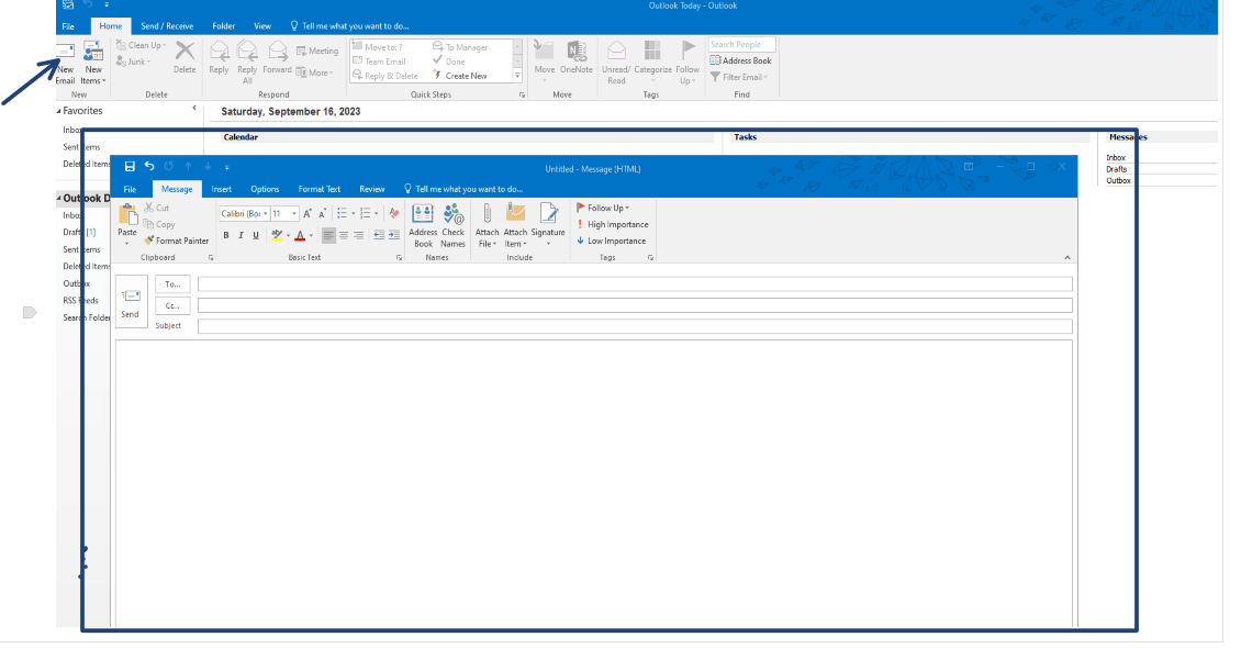 In MS Outlook 2019 the New Email Message window/Display has changed and ...