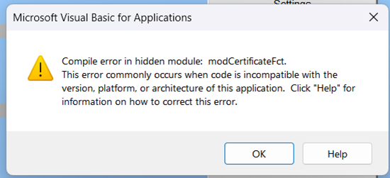 Certificate Generator Error