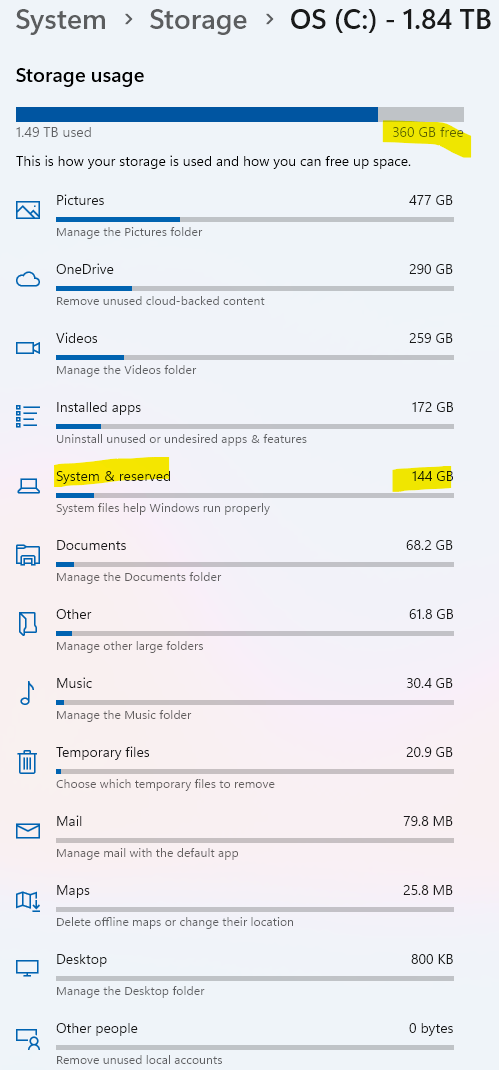 Windows storage full when connects to internet. - Microsoft Q&A