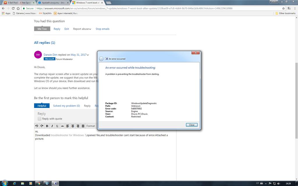 Windows 7 wont boot after update - Microsoft Q&A