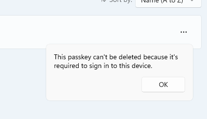 Removing Device Bound Passkey - Microsoft Q&A
