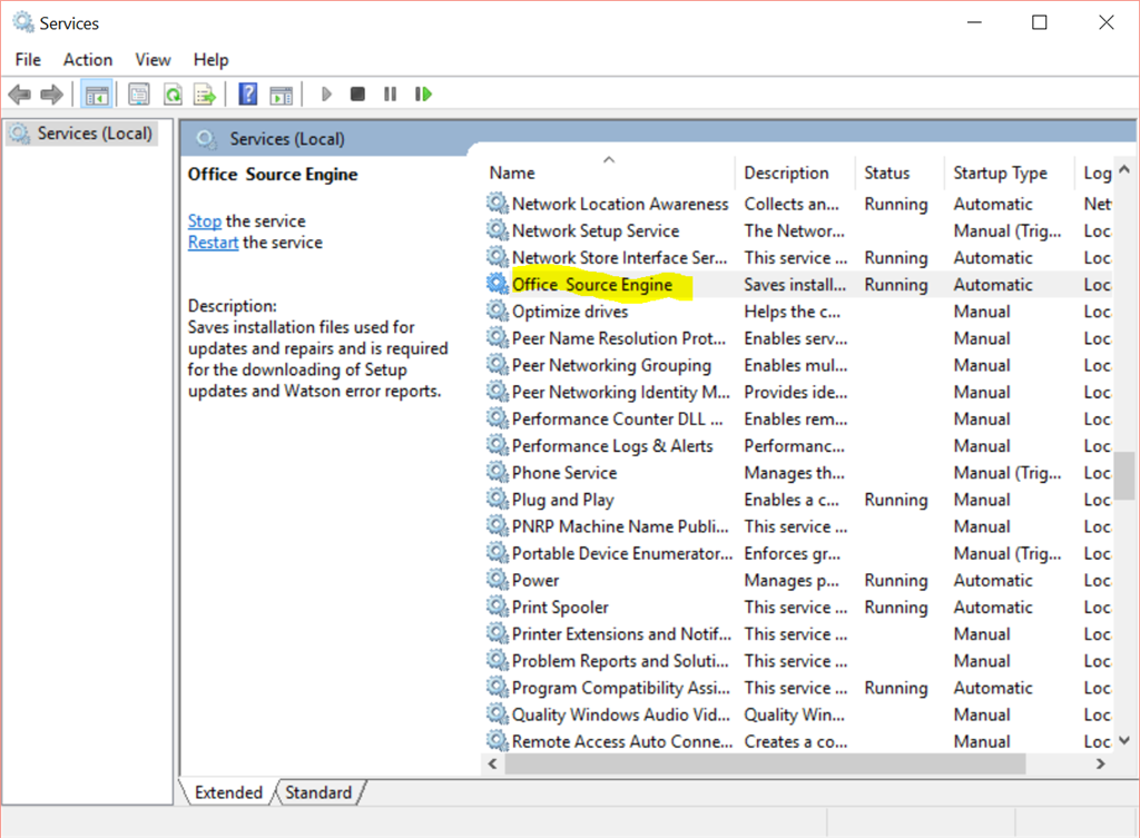 error code 30068-4 (1058) while installing office 2016