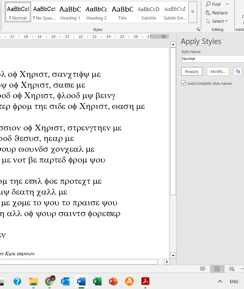Word doc suddenly displaying in Greek letters - Microsoft Q&A