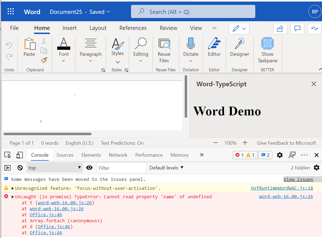 Uncaught TypeError : Cannot Read Properties of Undefined