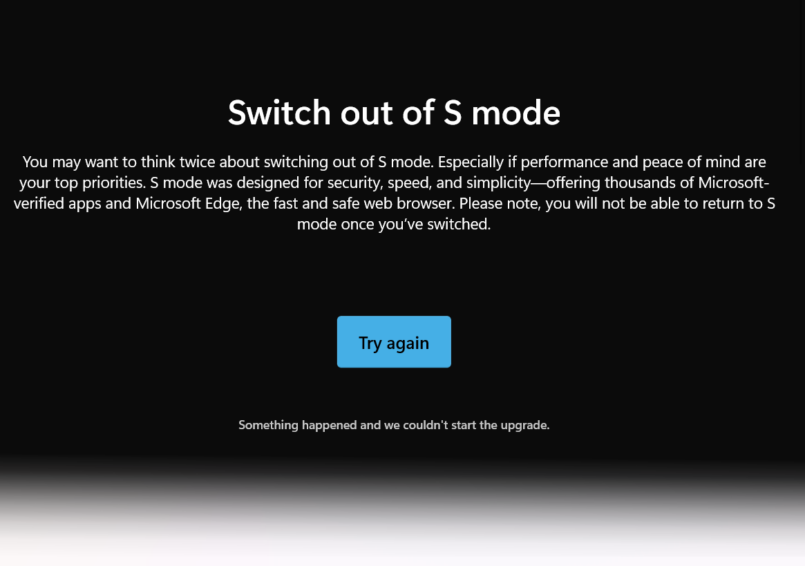 Cannot get PC out of S Mode - Microsoft Q&A