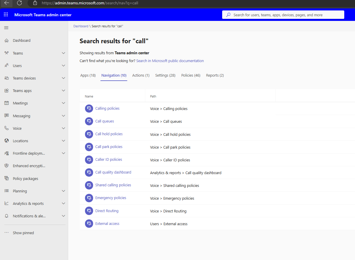 Teams Admin Center missing Menu Items - Microsoft Q&A