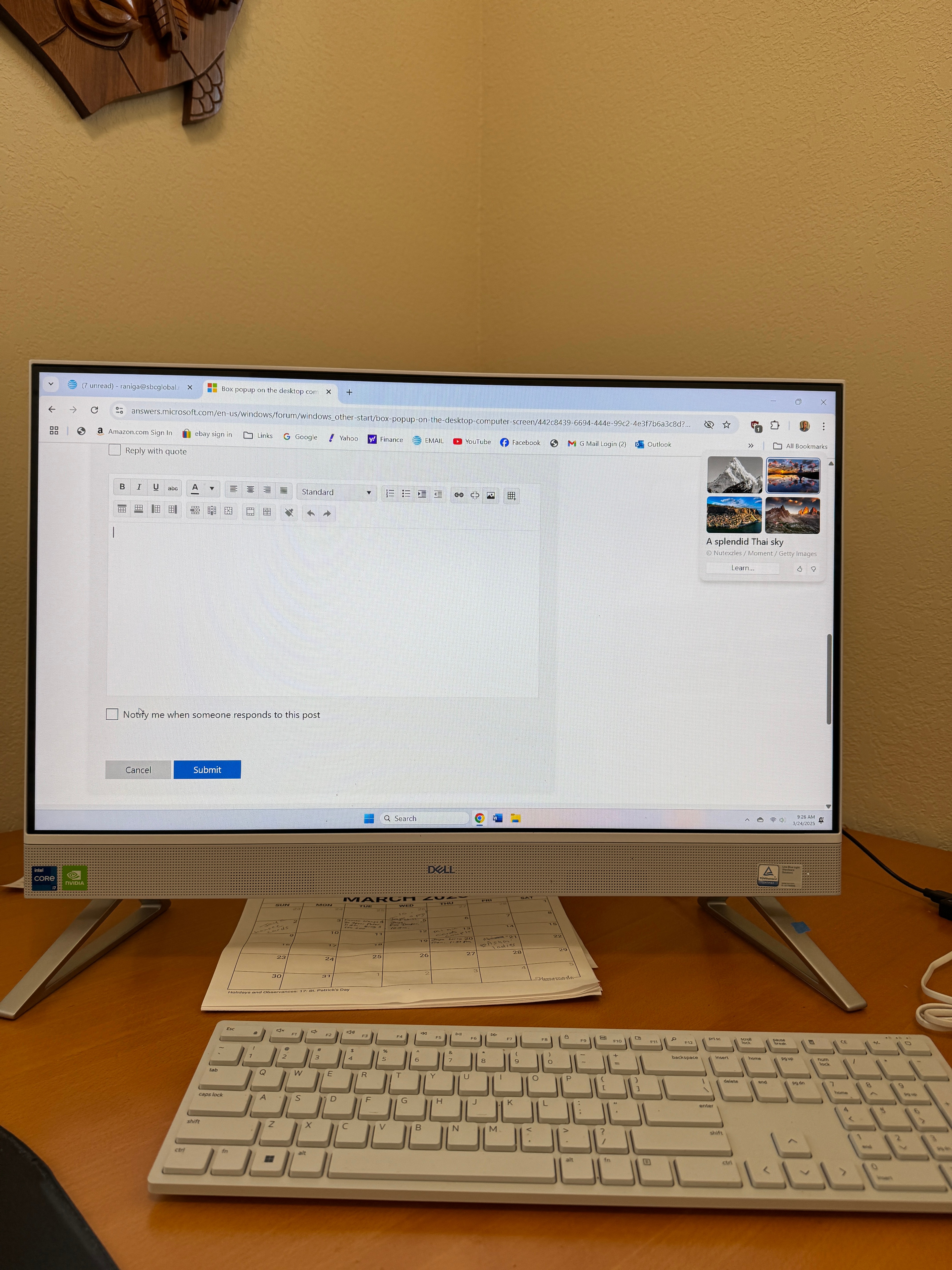 Box popup on the desktop computer screen. - Microsoft Q&A
