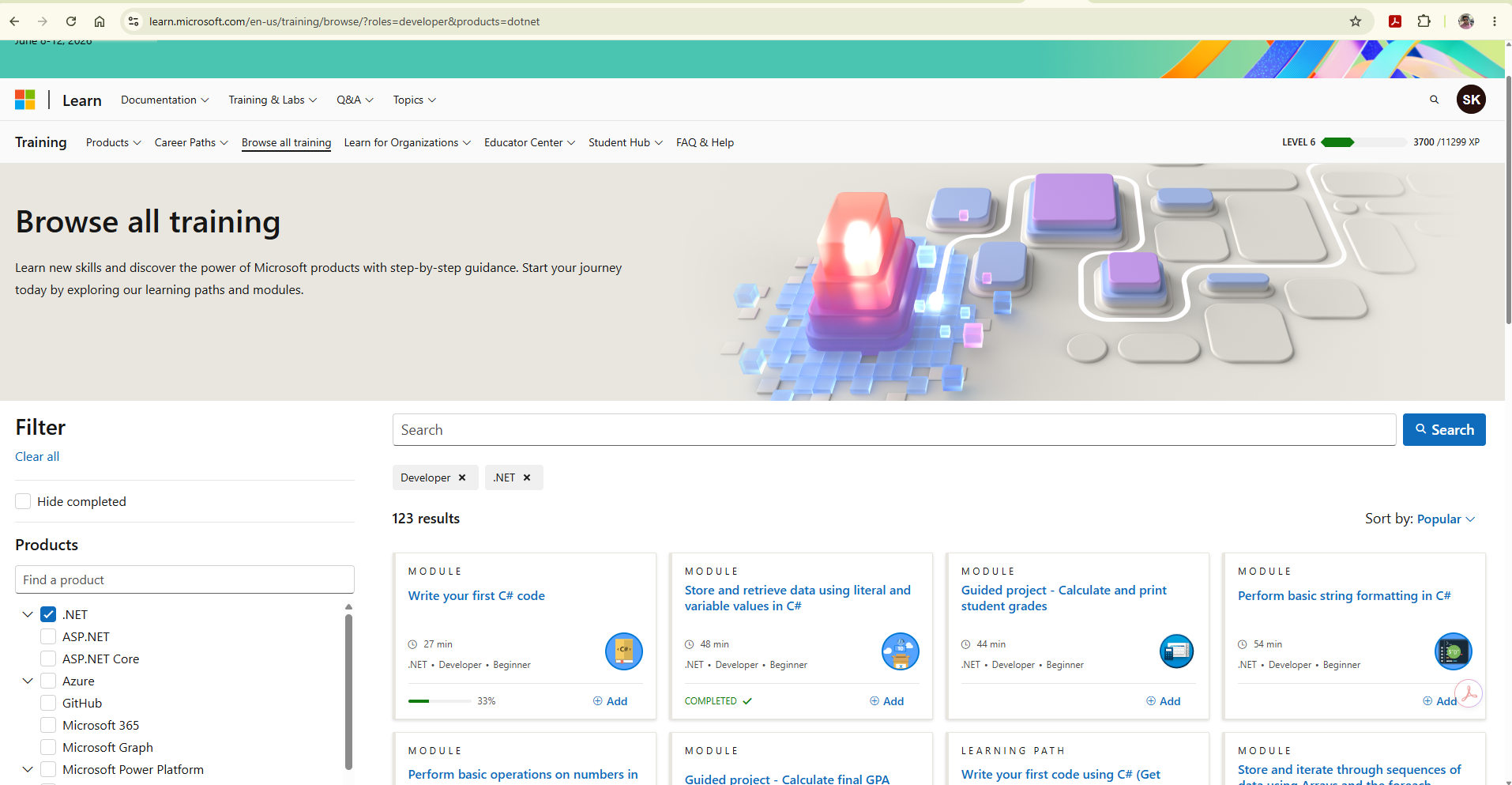 i cannot find the more trainning session. - Microsoft Q&A