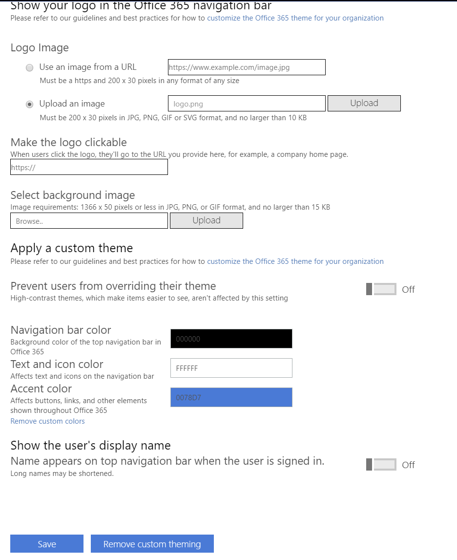 Unable to Update Office 365 Theme - Microsoft Q&A
